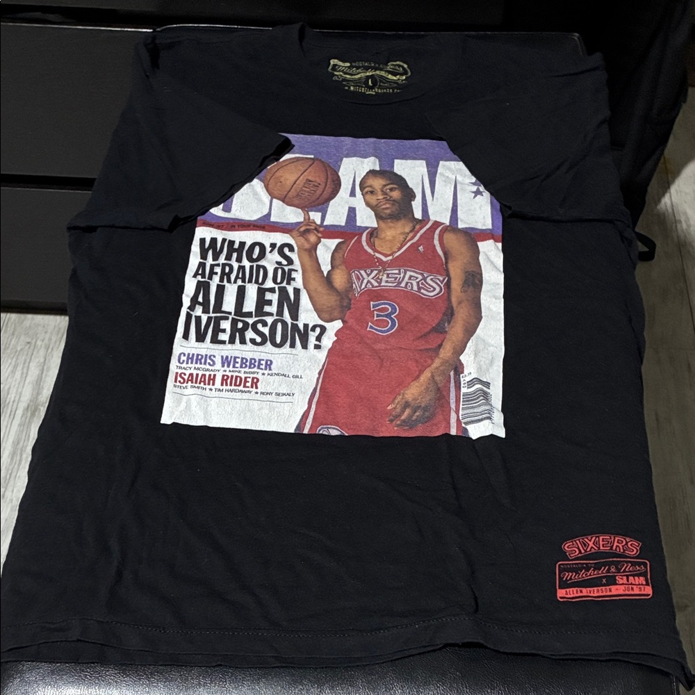 Mitchell & Ness Black and Red Allen Iverson Tee